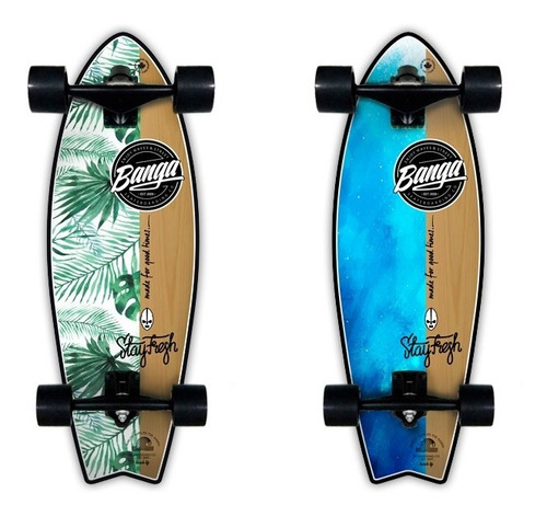 40% Off - Surfskate 31` Banga Boards Oficial - Modelo Fishtail - Maple - Simulador De Surf - Carver Skate Cruiser Long