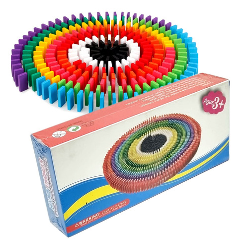 Brinquedo Efeito Dominó Madeira Blocos Coloridos 100 Peças