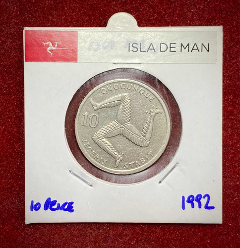 Moneda 10 Peniques Isla De Man 1992 Km 337 Elizabeth 2