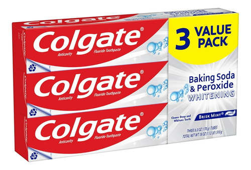 Crema Dental Colgate Baking Soda & Peroxide 3 Pack Blanquead