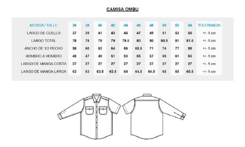 Camisa Ombu 38, 40, 42, 44, 46, 48, Todos Los Colores.