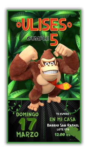 Invitacion Digital Personalizada Donkey Kong