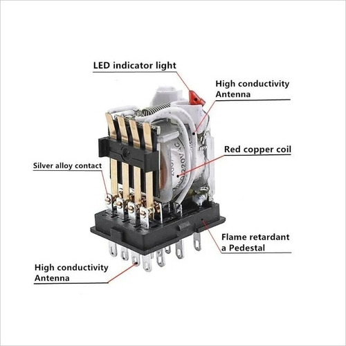 Relé 12v, 4no + 4nc, 8a, My4nj, Proyectos Diy, Incluye Base