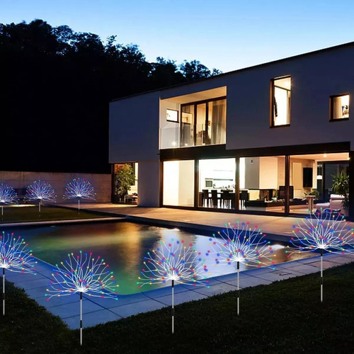 Decoración Navideña De Fuegos Artificiales Con Luz Solar De4
