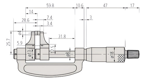 Micrometro 0-25mm Tipo Herradura Cod 143-101 Mitutoyo Jpon