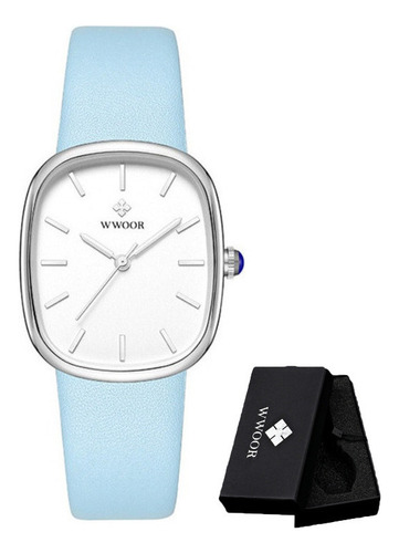 Reloj De Cuarzo Cuadrado Elegante De Cuero Wwoor 8881a