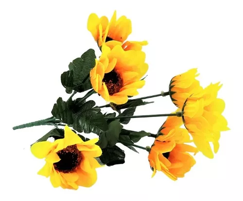 Buquê Mini Girassol Flor Artificial Para Decoração E Arranjo