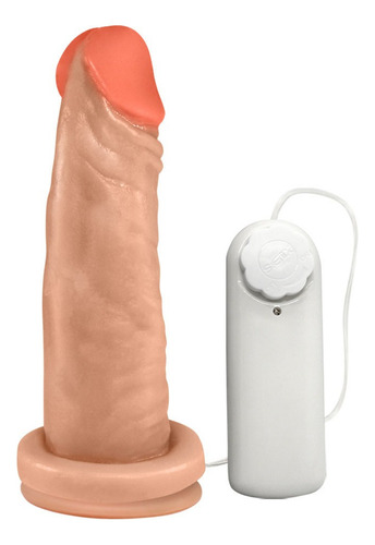 Pênis Em Pvc Flexível Com Vibrador E Ventosa 14,5 X 4cm Bege