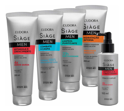  Siàge Men (3un) Shampoos Tratamento + Cond + Tônico Capilar