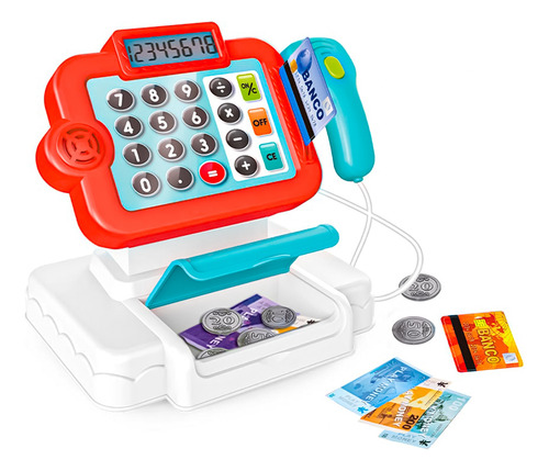 Caixa Registradora Infantil Calculadora Scanner C/ Som Luz