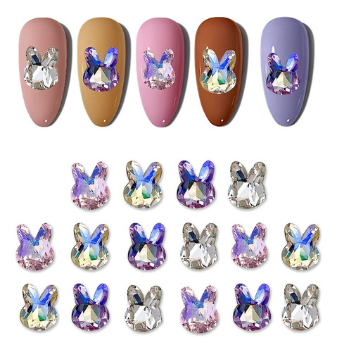 16 Pcs 3d Conejo De Pascua Encantos De Uñas Cristales Conejo