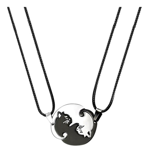 Par Collar Yin Yang Acero Inoxidable Gato Pareja