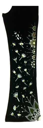 Pantalón Oxford Palazzo Lanilla Con Estampado Flores Blancas