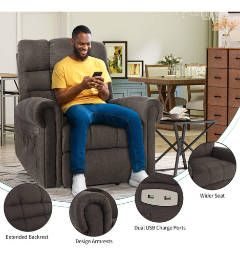Yitahome Sillón Reclinable Grande Con Masaje Y Calor Marrón