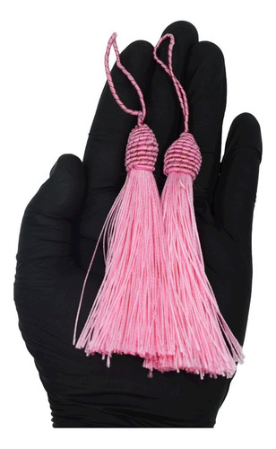 Pingente Tassel 9cm Poliéster Franjas 10un Varias Cores Cor Rosa