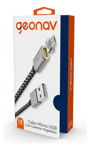 Cabo Micro Usb Com Conector Magnético 1,5m Geonav