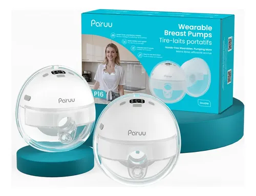 Paruu P16 Extractor de Leche Eléctrico Portátil, Sacaleches Manos Libres Paquete de 2, Blanco, 4 Modos 12 Niveles de Succión, 24 mm