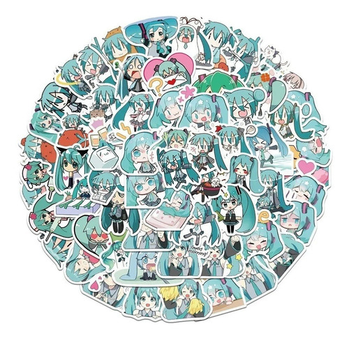 Imagen 2 de 7 de Miku Hatsune - Set De 50 Stickers / Calcomanias / Pegatinas