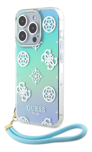 Funda Azul Guess Peony Con Correa Para iPhone 15 Pro