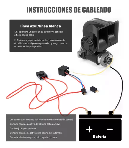 Bocina Claxon negro de aire Caracol coche moto bocina 12V barco altavoz  60dB seguridad camión