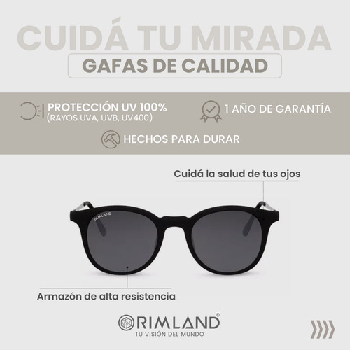 Imagen 3 de 9 de Anteojos Sol Lentes De Sol Rimland Alma Gemela Negro