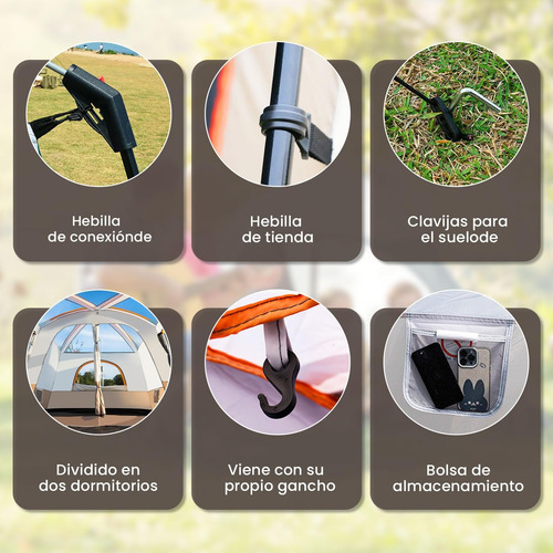 Carpa Instant Familiar Amplia Para 8-12 Personas Double Capa