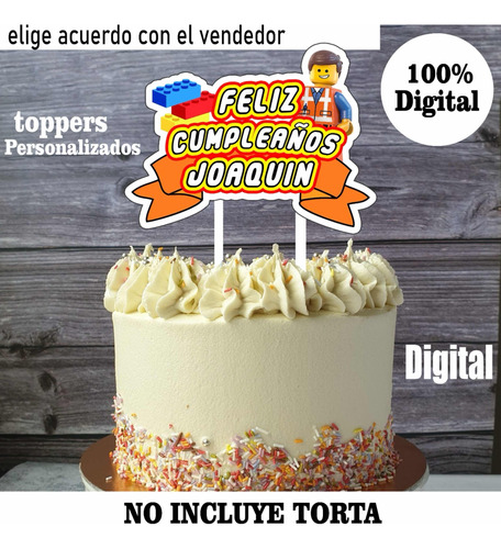 Toppers De Torta Digital + Stickers Personalizado Lego