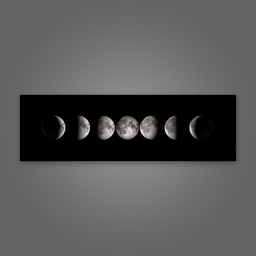 Cuadro Decorativo Mural Fases Lunares 100x40cm Pvc