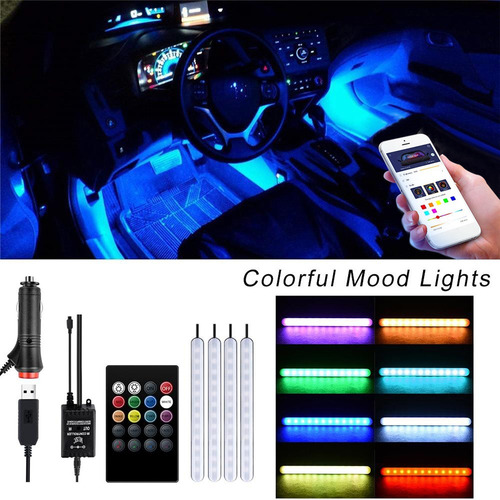 Car Rgb Led Tira De Luz Atmosfera Pie Ambiental Light Ap