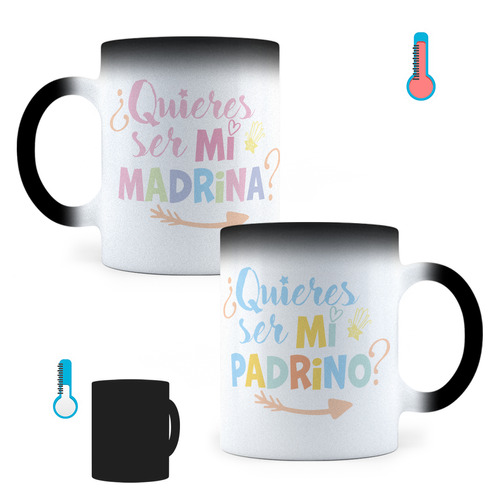 Taza Mágica Quieres Ser Mi Madrina / Padrino / 2 Tazas