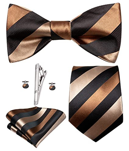 Hi-tie Corbata De Seda Marrón Para Hombre Y Pajarita Autoat