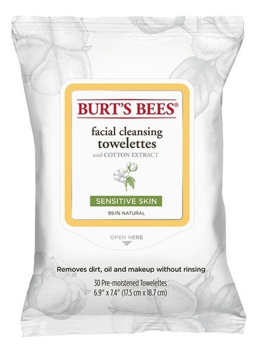 Toallitas Desmaquillantes Burt's Bees Sensitive 30 Un Tipo de piel Sensible