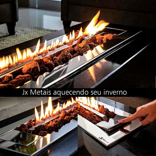 Lareira Aquecedor A Gás Com Tampa Jx Metais Inox 304 - 90 Cm