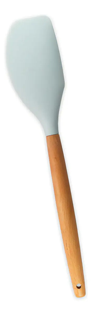 Espátula Reta De Silicone Com Cabo De Madeira - Oikos Cor Cinza Tamanho U