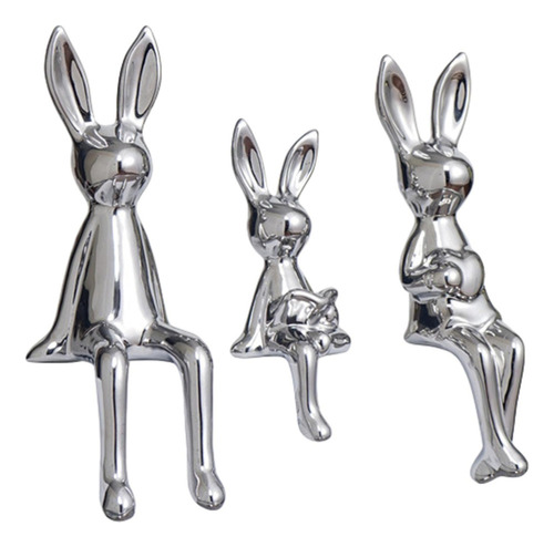 3 Figuras De La Familia De Conejos, Escultura De Conejo,