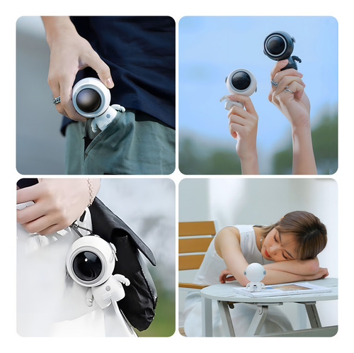 Astronauta Ventilador Portátil De Mano Recargable 3 Velocidades Entilador De Cuello Portátil Silencioso Recargable Sin Aspas 2 En 1 Negro