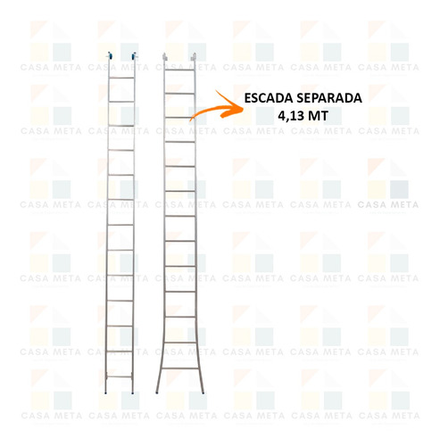 Escada Extensiva 3 Em 1 Em Alumínio 2 X 13 - 26 Degraus