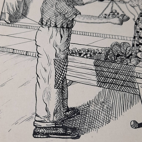 Imagem 8 de 8 de Pintura Desenho Bico De Pena Nanquim Datado 1953 Antigo