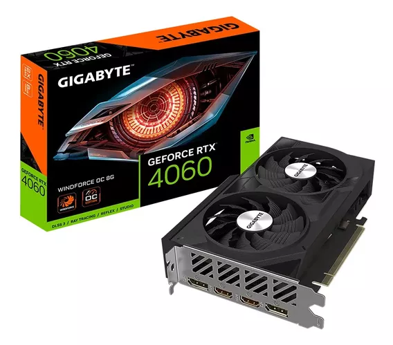 Placa de video Nvidia Gigabyte Windforce GeForce RTX 40 Series RTX 4060 GV-N4060WF2OC-8GD OC Edition 8GB