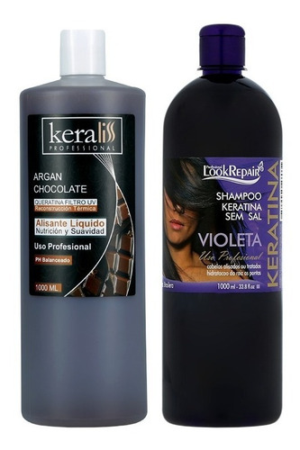 Keratina Keraliss Choco + Shampoo Look Repair Viole 1.000 Ml