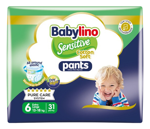 Pañales Babylino Sensitive, Talla 6 Pants