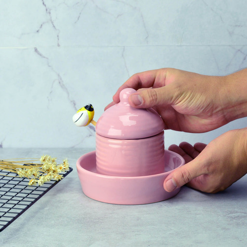 Meleira De Cerâmica Com Pegador Abelha 300ml Cor Rosa