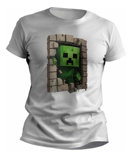 Remeras Minecraft Infantiles Estampadas Con Creeper - 7552