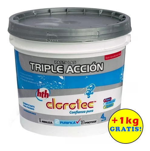 Pastillas Triple Accion Disol Lenta Pileta Cloro Clorotec 4k