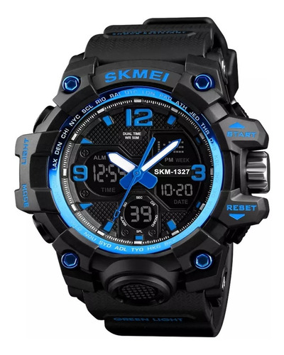 Reloj Hombre Skmei 1327 Shock, Alarma Cronometro Illuminator Correa Negra