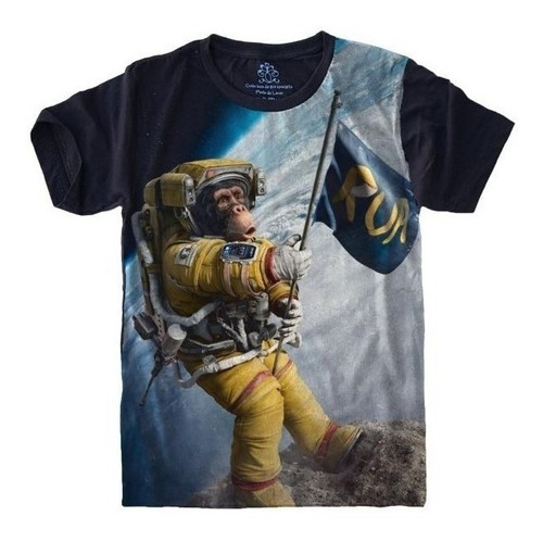 Camiseta Unissex Plus Size Do G1 Ao G3 Astronauta Macaco