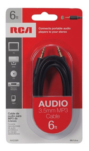 Imagen 3 de 7 de Cable De Audio Auxiliar Jack 3.5 1.8mts Marca Rca Ah208r