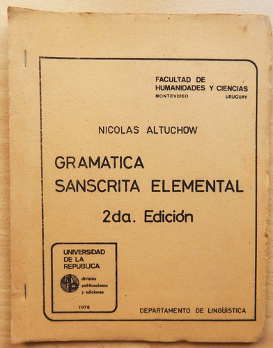Gramática Sanscrita Elemental 2da. Edición Nicolas Altuchow