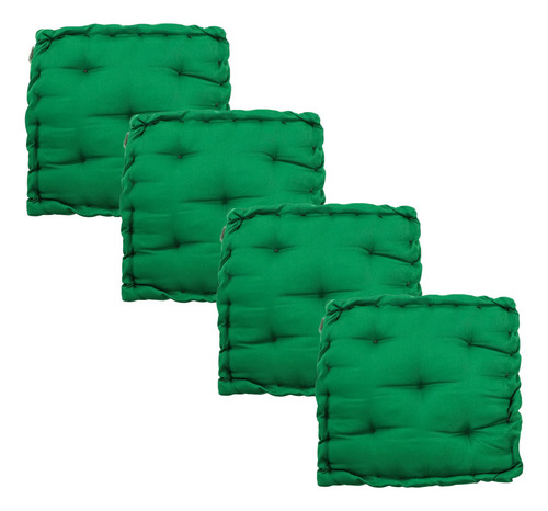 Kit 4 Assentos Almofada Futon Turca 40x40x10cm - Verde Bande