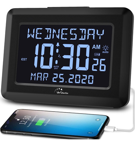 Despertador De Pantalla Grande Con Configuración Automática 